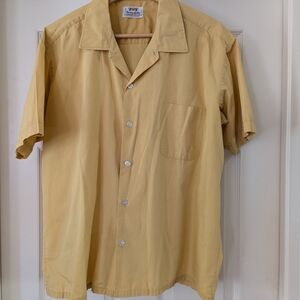 Vintage Thomas Hobbs Yellow Short Sleeve Button-Up Shirt With Pocket Large